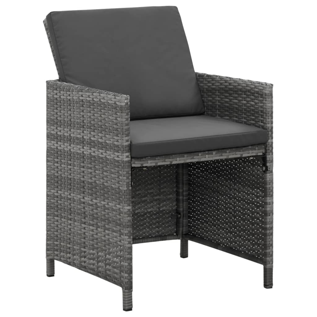 vidaXL 5 Piece Garden Dining Set with Cushions Poly Rattan Grey