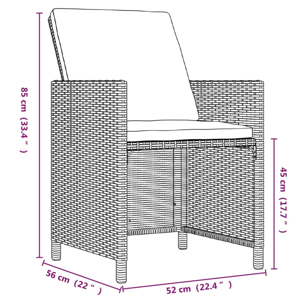 Set mobilier de gradina cu perne vidaXL, 9 piese, negru, poliratan, 52.6 kg, 109 x 107 x 74 cm 2 8720286845417 g en hd 8