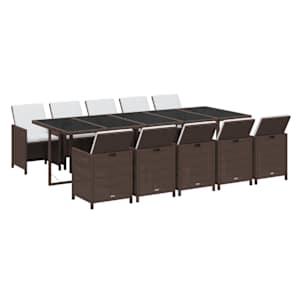 vidaXL Sodo komplektas su pagalvėlėmis, 11 dalių, rudas, poliratanas