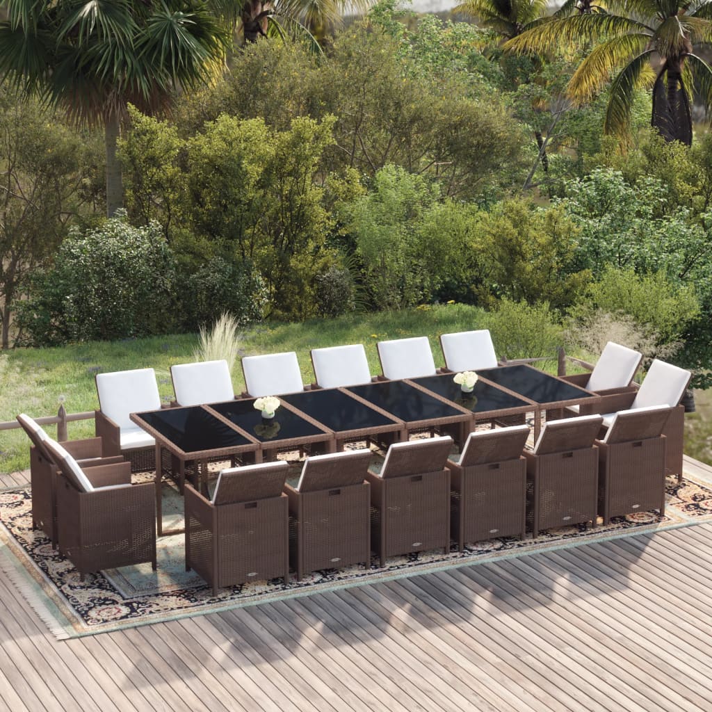 vidaXL Set mobilier de grădină cu perne, 17 piese, negru, poliratan gradina