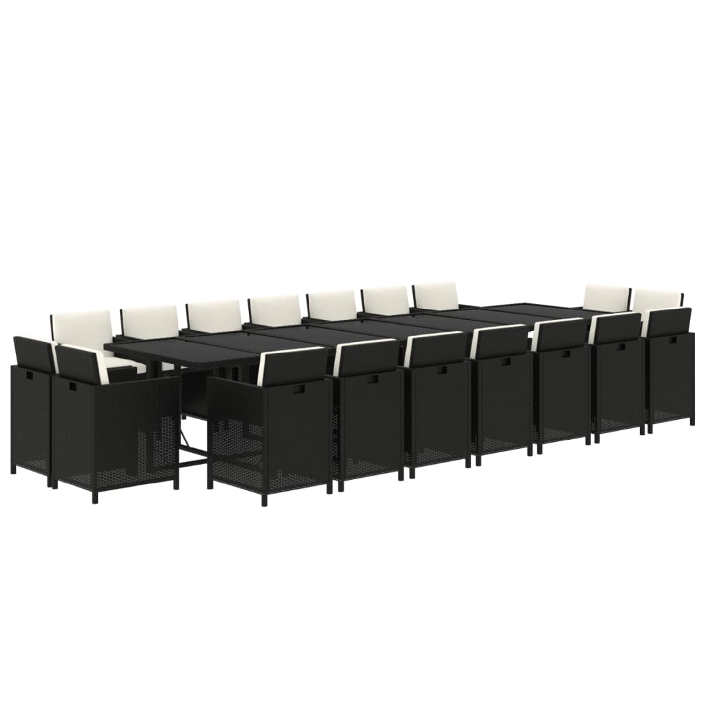 vidaXL 19-delige Tuinset met kussens poly rattan zwart