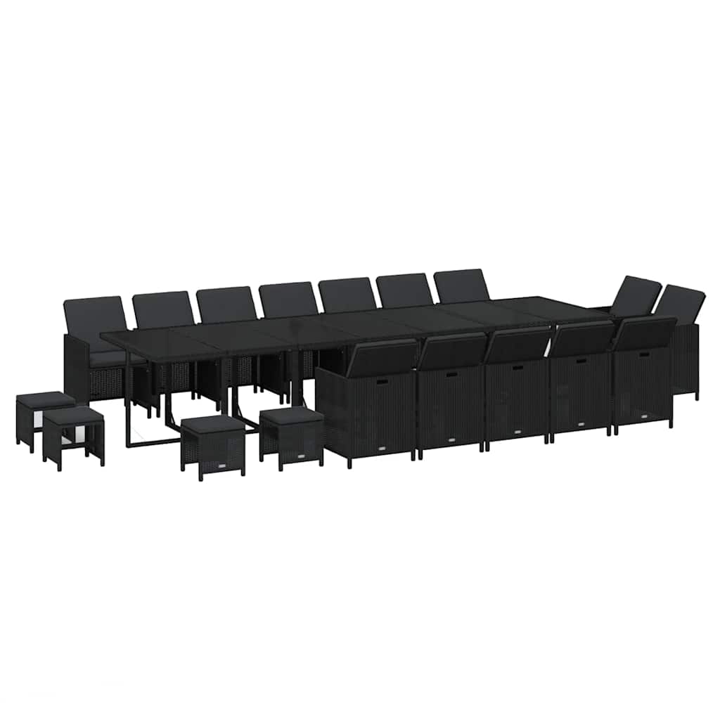 Thumbnail - vidaXL 19-tlg. Garten-Essgruppe mit Kissen Poly Rattan Schwarz