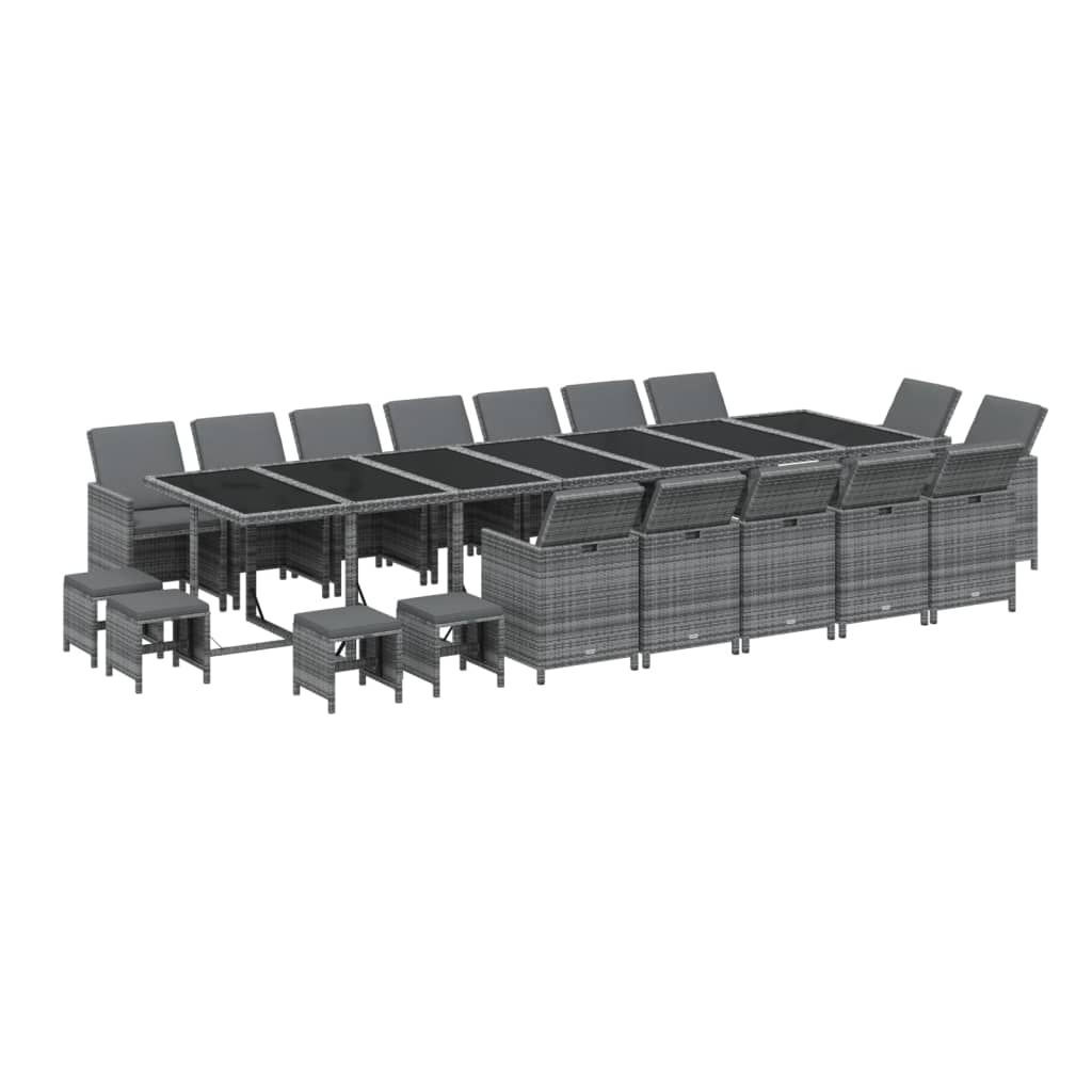 vidaXL 19-delige Tuinset met kussens poly rattan grijs