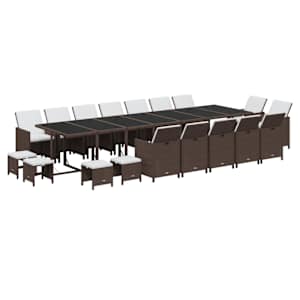 vidaXL Ensemble &agrave; manger de jardin coussins 19 pcs R&eacute;sine tress&eacute;e