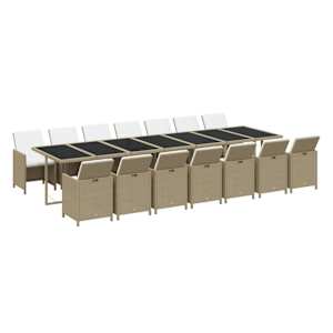 vidaXL Sodo komplektas su pagalvėlėmis, 15 dalių, smėlio, poliratanas