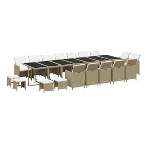 vidaXL 19-delige Tuinset met kussens poly rattan beige