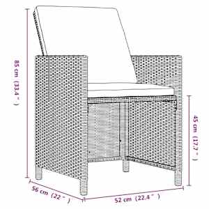 19dílný zahradní jídelní set s poduškami černý polyratan - obrázek 12