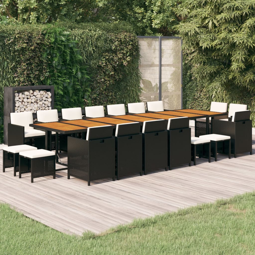 Vidaxl Set Mobilier De Gradina Cu Perne, 19 Piese, Negru, Poliratan