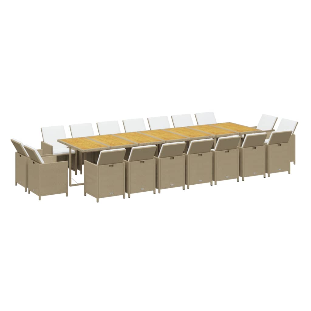 vidaXL 19-delige Tuinset met kussens poly rattan beige