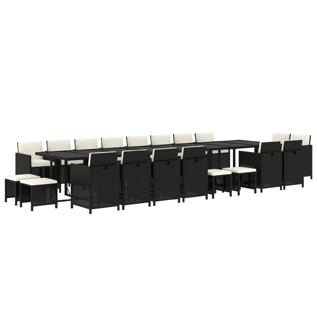 vidaXL 21-delige Tuinset met kussens poly rattan zwart