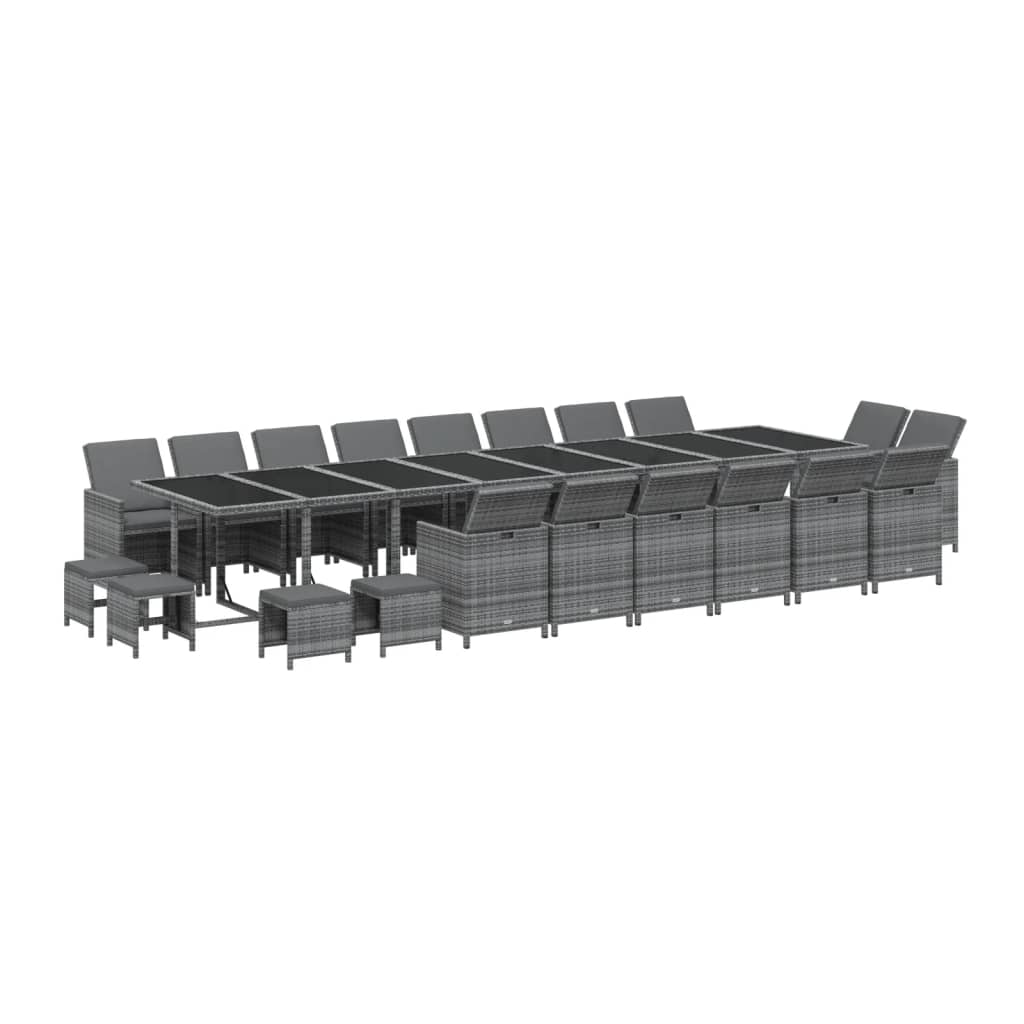 vidaXL 21-delige Tuinset met kussens poly rattan grijs