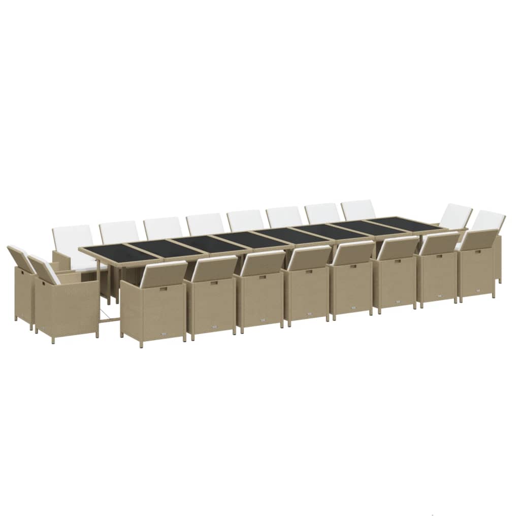 vidaXL 21-delige Tuinset met kussens poly rattan beige