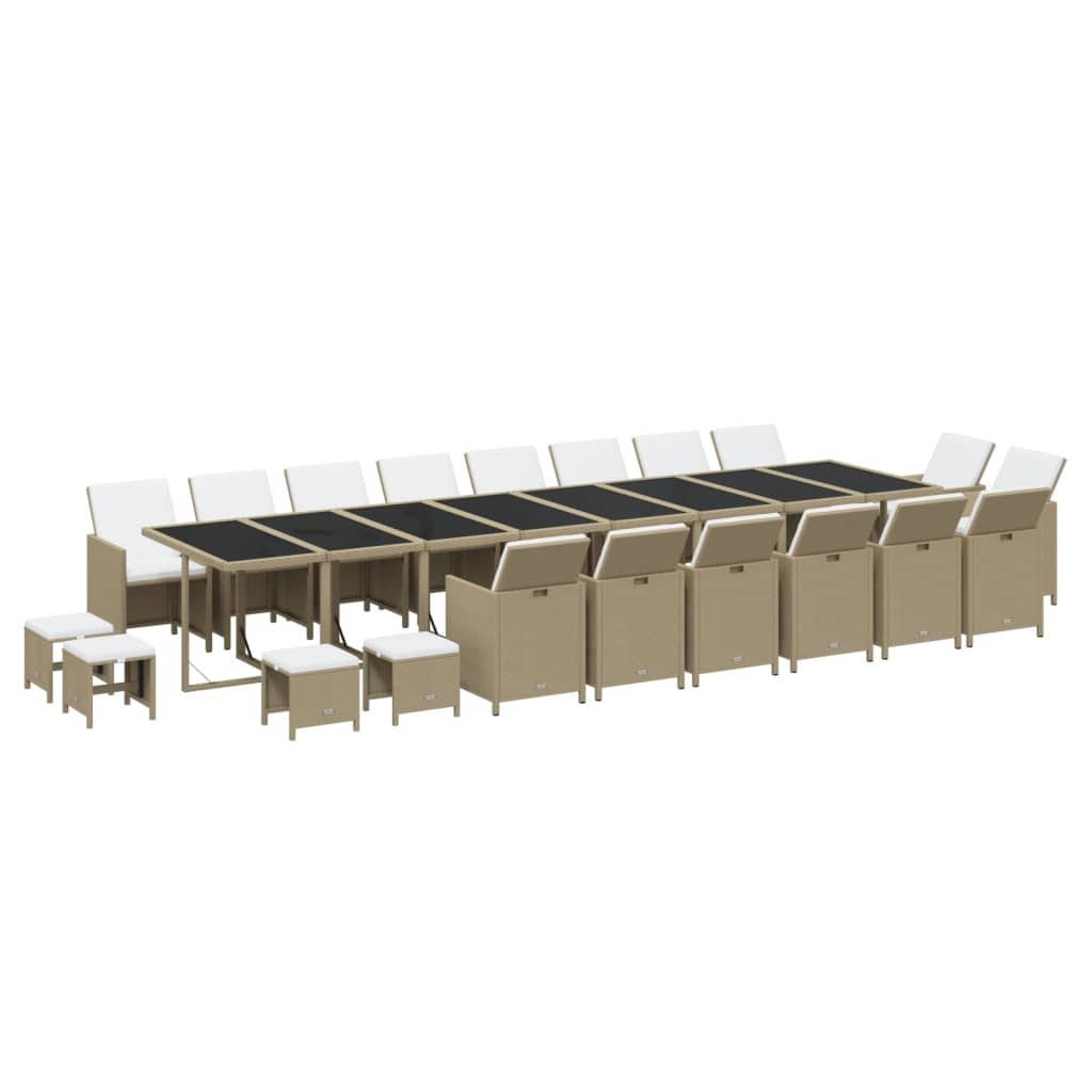 vidaXL 21-delige Tuinset met kussens poly rattan beige