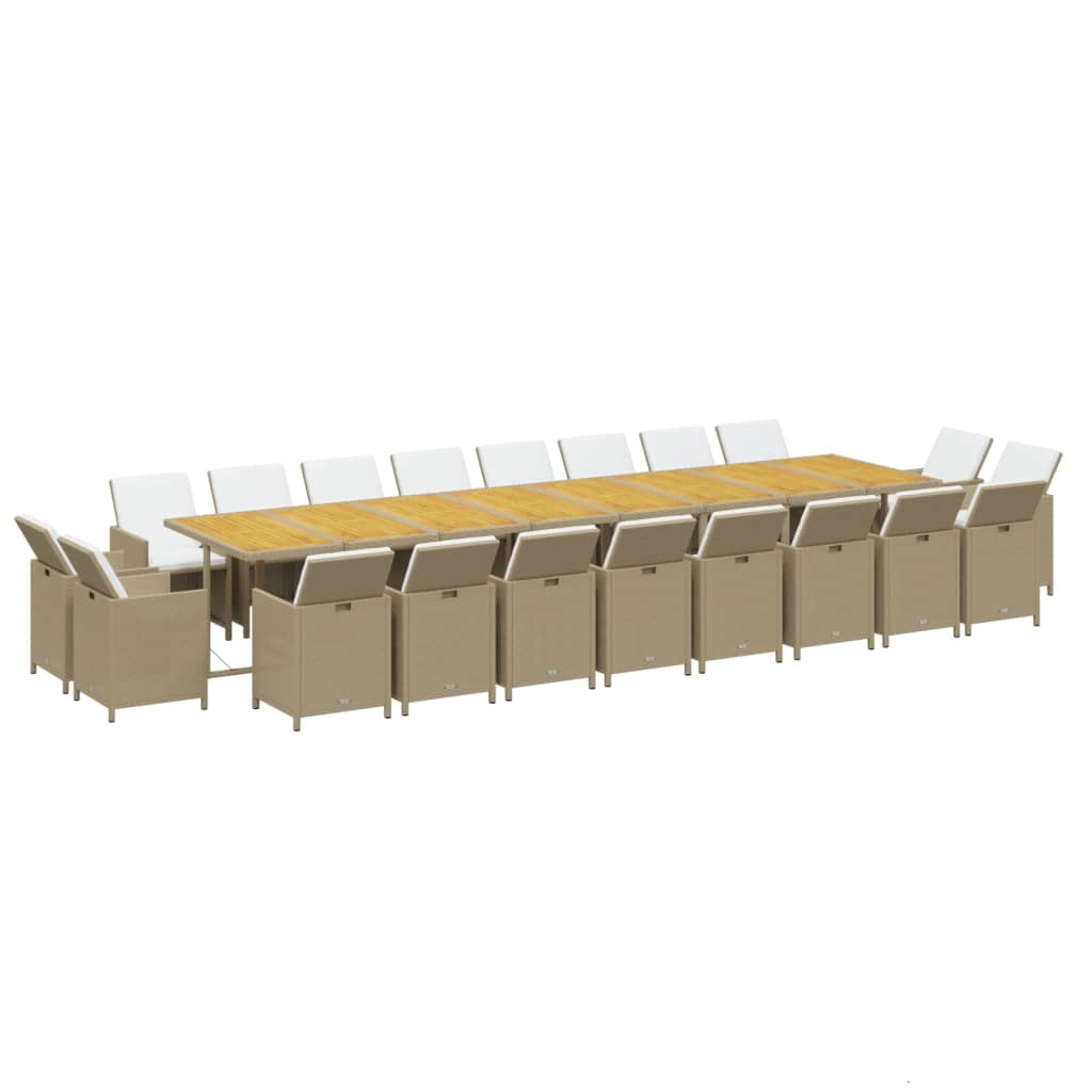 vidaXL 21-delige Tuinset met kussens poly rattan beige