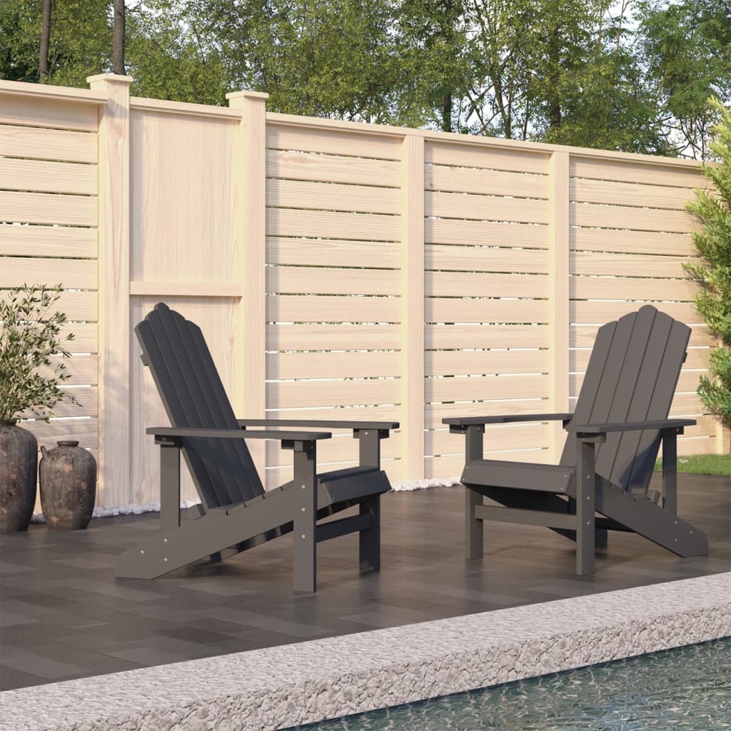 vidaXL Adirondack puutarhatuolit 2 kpl HDPE antrasiitti