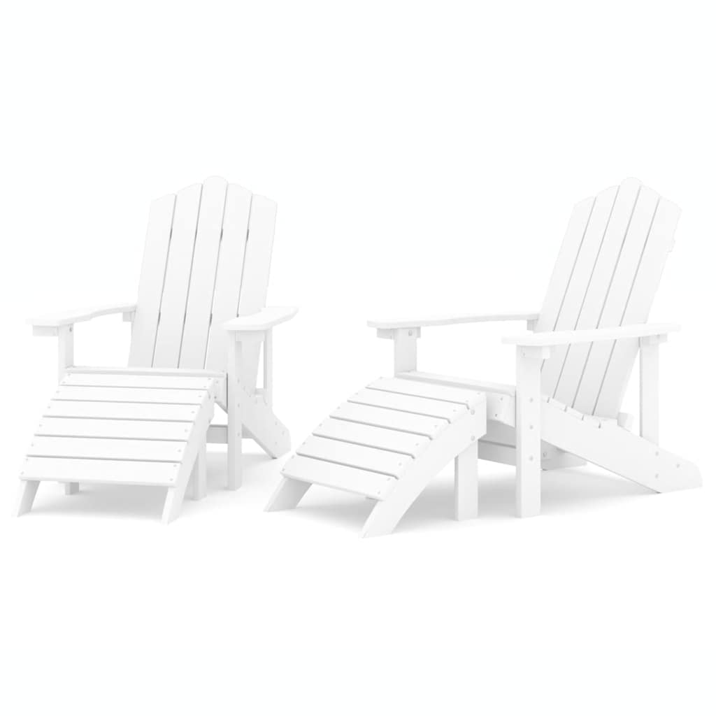 vidaXL Zahradní křesla Adirondack 2 ks s podnožkami HDPE bílá