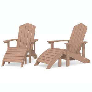 Zahradní křesla Adirondack 2 ks s podnožkami HDPE hnědá - obrázek 2