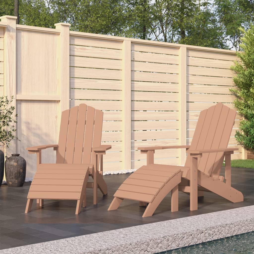 vida XL Adirondack-Gartenstühle 2 Stk. mit Hockern Hdpe Braun