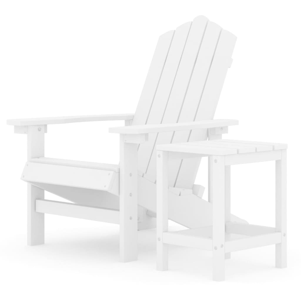 Photos - Garden Furniture VidaXL Patio Adirondack Chair with Table HDPE White 