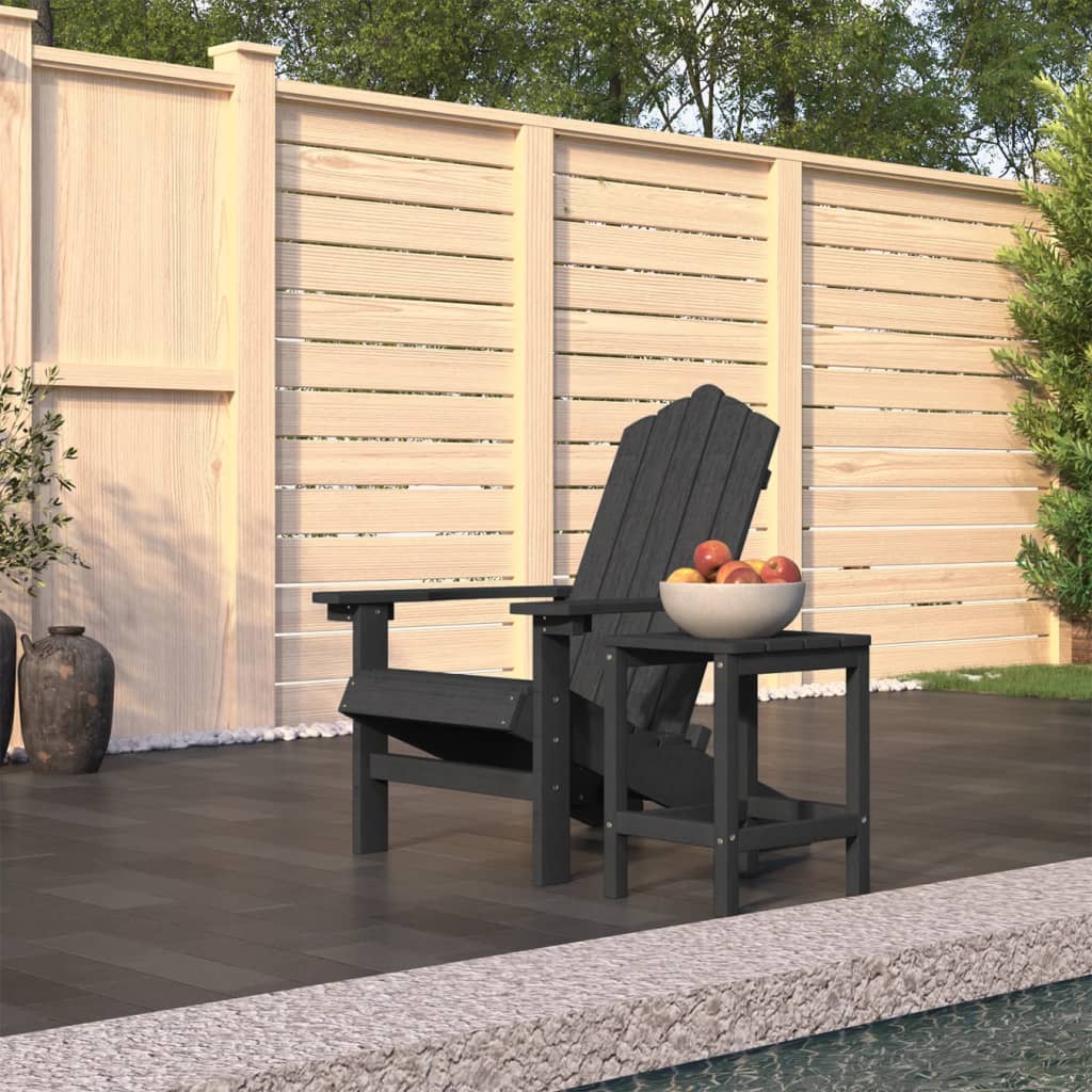 vidaXL Adirondack-Gartenstuhl mit Tisch HDPE Anthrazit