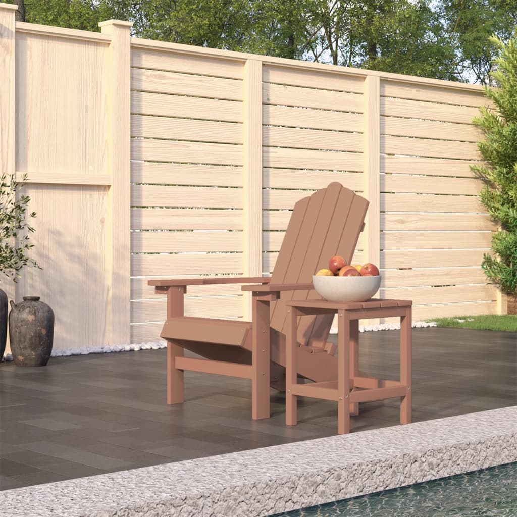 vidaXL Adirondack puutarhatuoli pöydällä HDPE ruskea