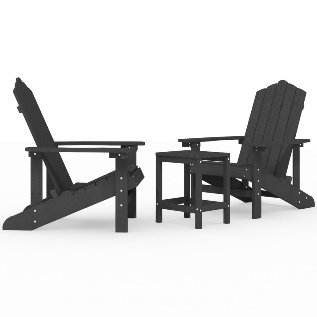 vidaXL Tuinstoelen Adirondack met tafel HDPE antracietkleurig