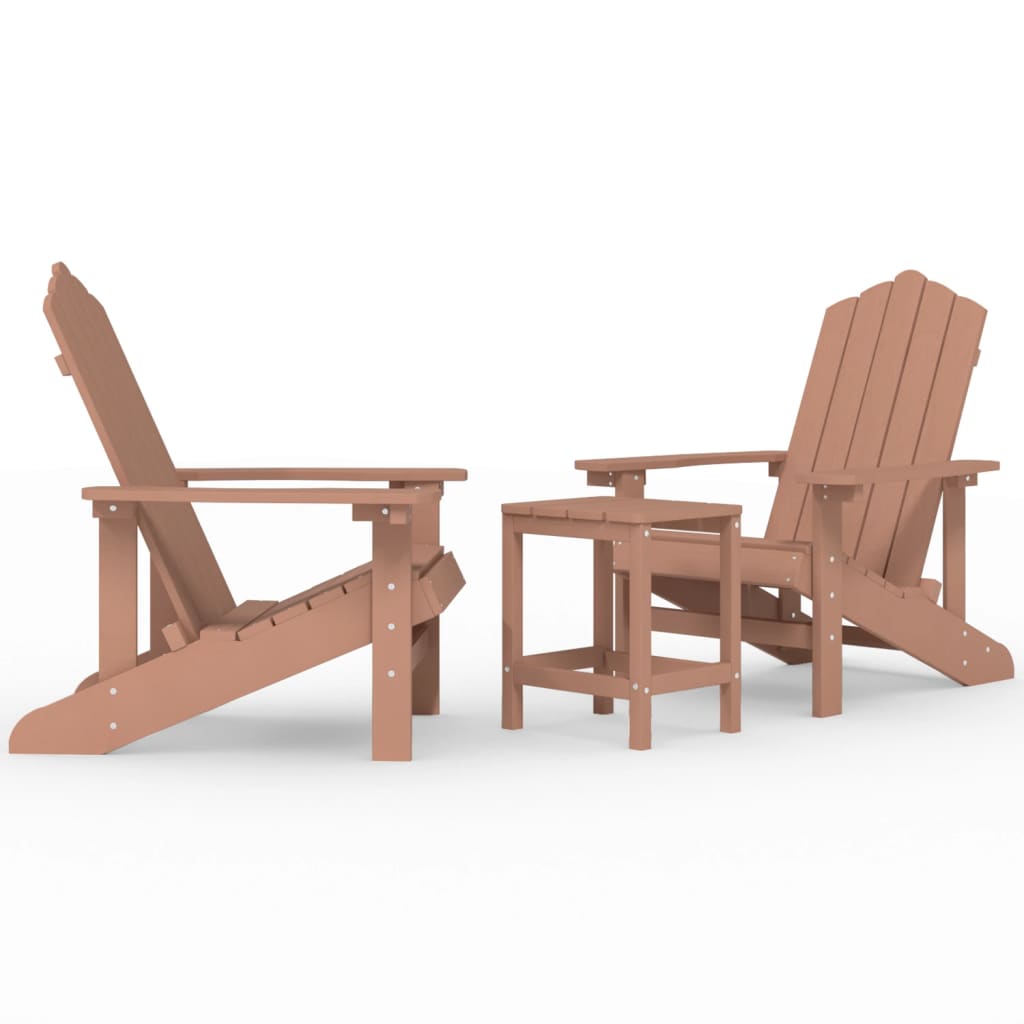 Photos - Garden Furniture VidaXL Patio Adirondack Chairs with Table HDPE Brown 