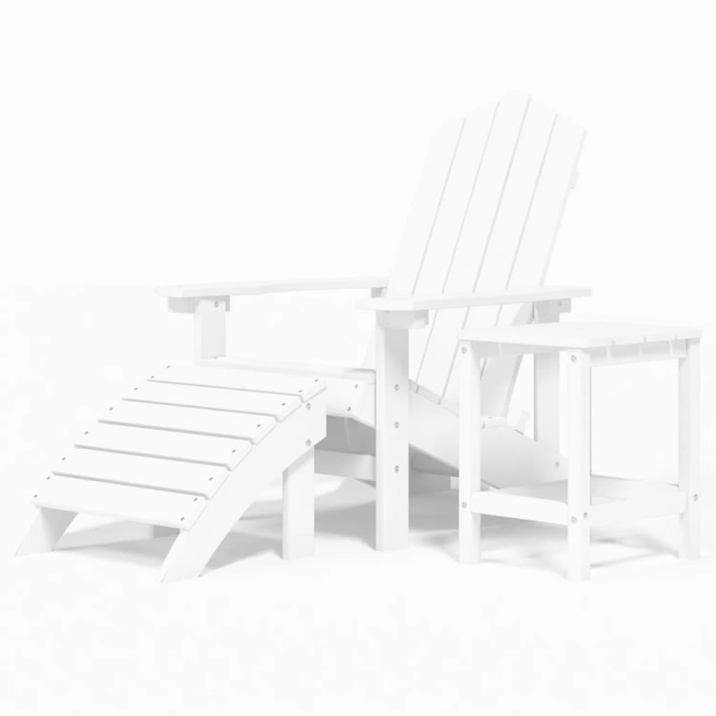 Photos - Garden Furniture VidaXL Patio Adirondack Chair with Footstool & Table HDPE White 