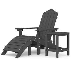 Zahradní křeslo Adirondack + podnožka a stolek HDPE antracitové - obrázek 2