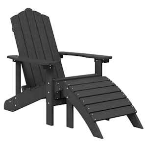 Zahradní křeslo Adirondack + podnožka a stolek HDPE antracitové - obrázek 3
