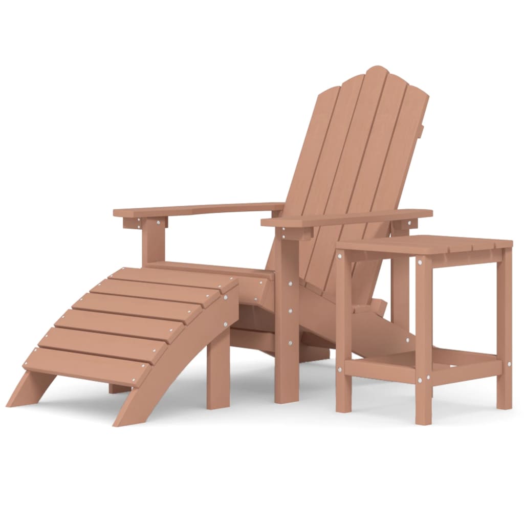 Photos - Garden Furniture VidaXL Patio Adirondack Chair with Footstool & Table HDPE Brown 