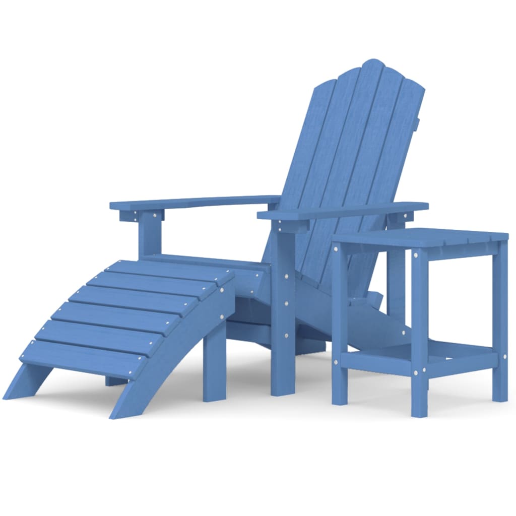 Photos - Garden Furniture VidaXL Patio Adirondack Chair with Footstool & Table HDPE Aqua Blue 