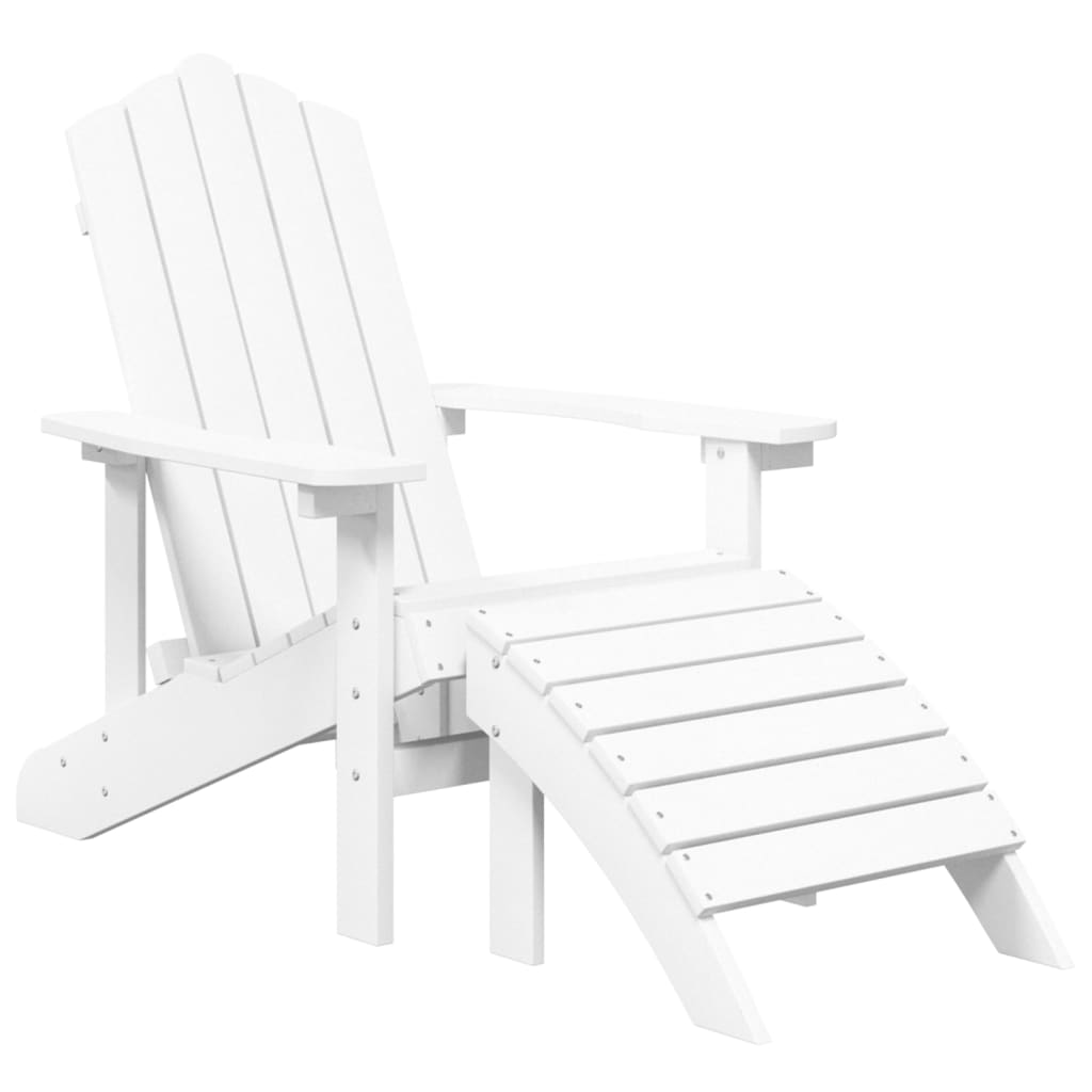 Thumbnail - vidaXL Adirondack-Gartenstühle mit Hocker & Tisch HDPE Weiß