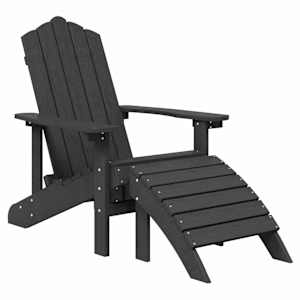 Zahradní křesla Adirondack + podnožka a stolek HDPE antracitová - obrázek 3