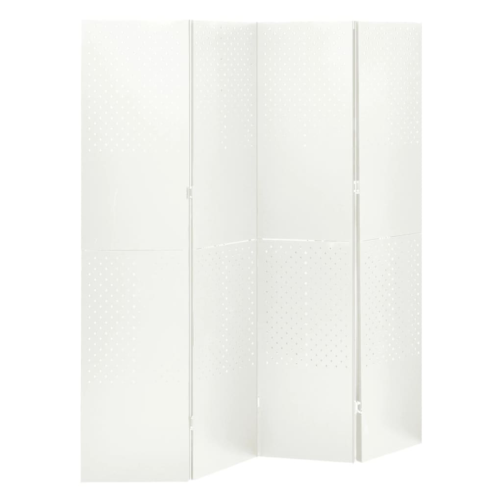 vidaXL Paravane de cameră cu 4 panouri,2 buc., alb, 160 x 180 cm,oțel