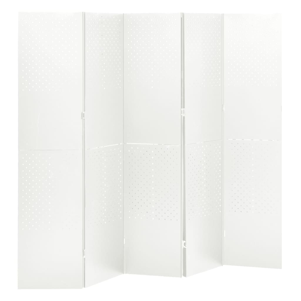 2 db fehér acél 5-paneles térelválasztó 200 x 180 cm 
