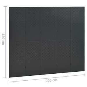 5dílné paravány 2 ks antracitový 200x180 cm ocel - obrázek 7