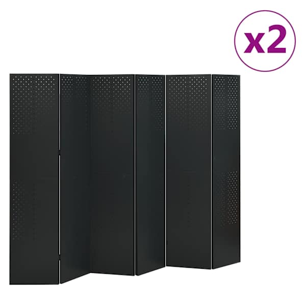 vidaXL 6 paneeliga ruumijagaja 2 tk, must, 240 x 180 cm, teras