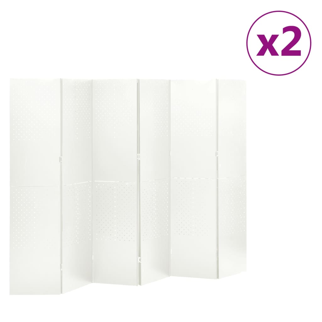 vidaXL Paravane de cameră cu 6 panouri,2 buc.,alb, 240×180 cm, oțel vidaXL