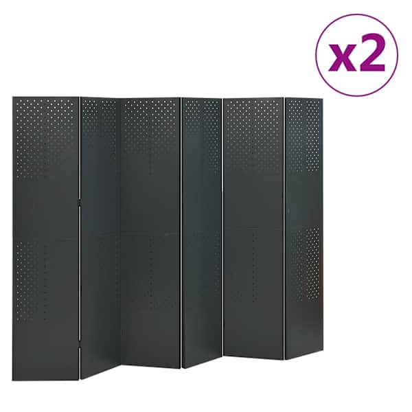 vidaXL 6 paneeliga ruumijagaja 2 tk, antratsiit, 240 x 180 cm, teras