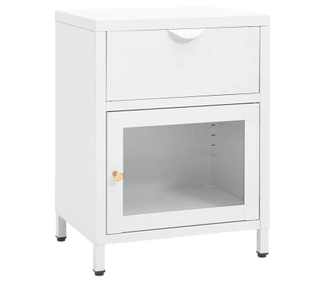 vidaXL Nattbord 2 stk hvit 40x30x54,5 cm st&aring;l og glass