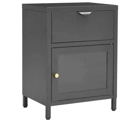 vidaXL Κομοδίνα 2 τεμ. Ανθρακί 40 x 30 x 54,5 εκ. από Ατσάλι / Γυαλί