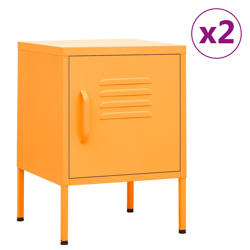 vidaXL Noční stolky 2 ks hořčicově žlutá 35 x 35 x 51 cm ocel
