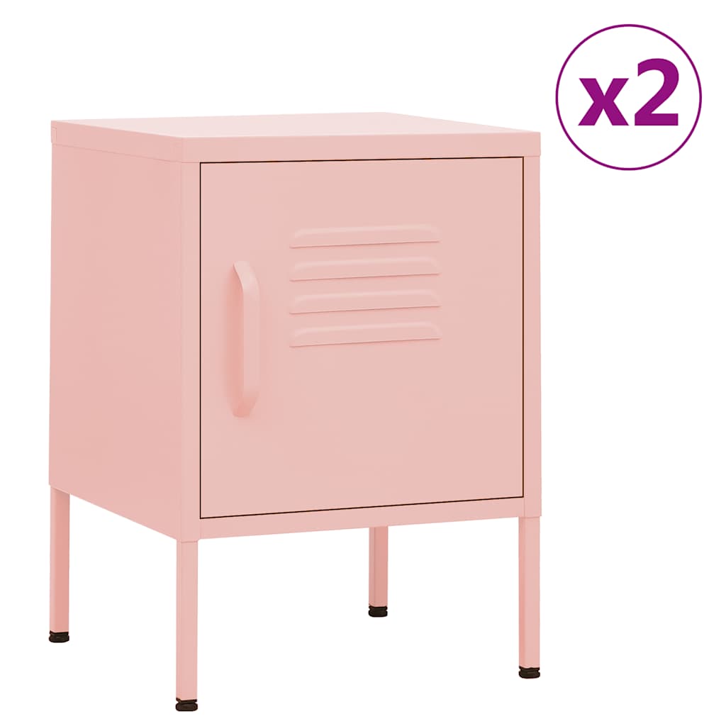 vidaXL Nachttische 2 Stk. Rosa 35x35x51 cm Stahl
