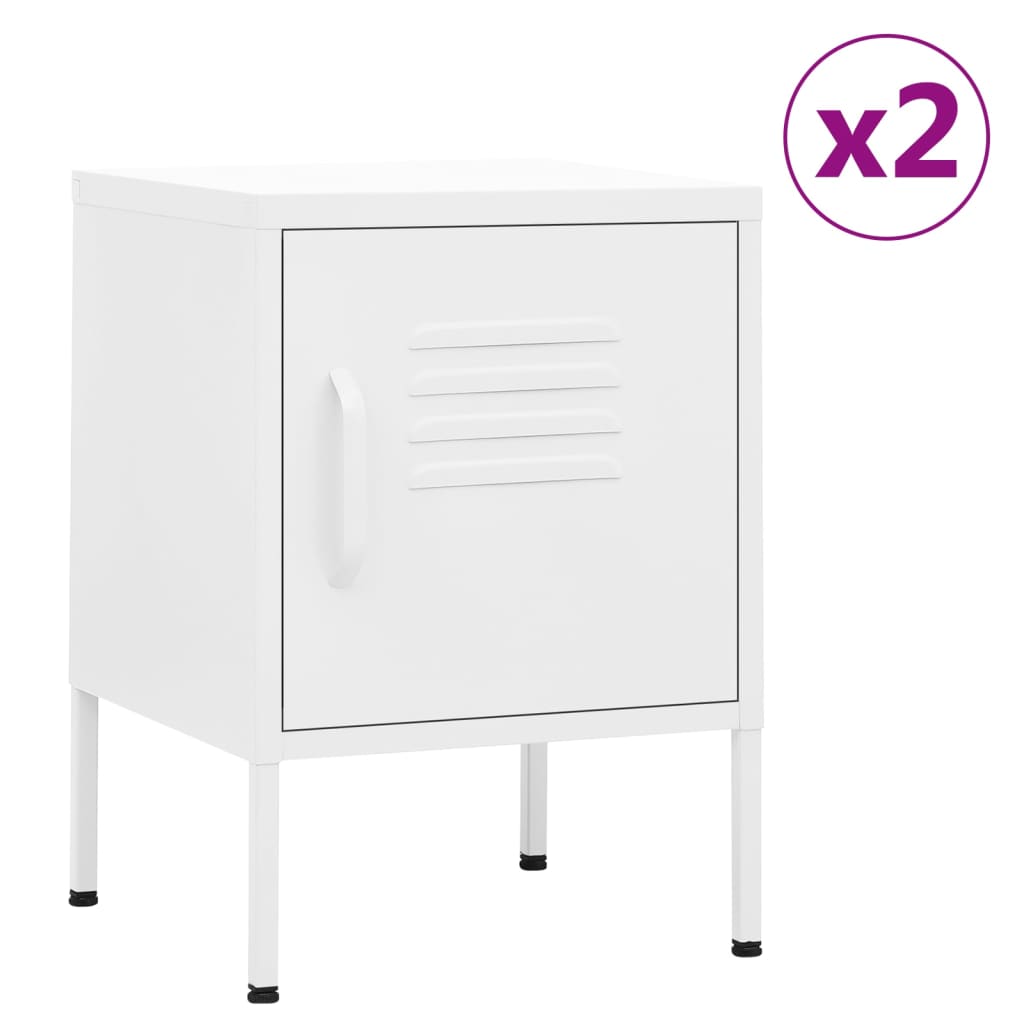 vidaXL Mesas de cabeceira 2 pcs 35x35x51 cm aço cor branco