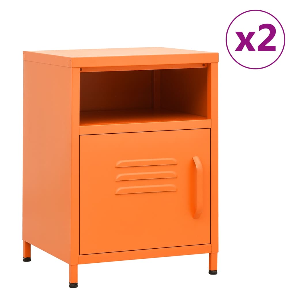 vidaXL Nachttische 2 Stk. Orange 35x35x51 cm Stahl