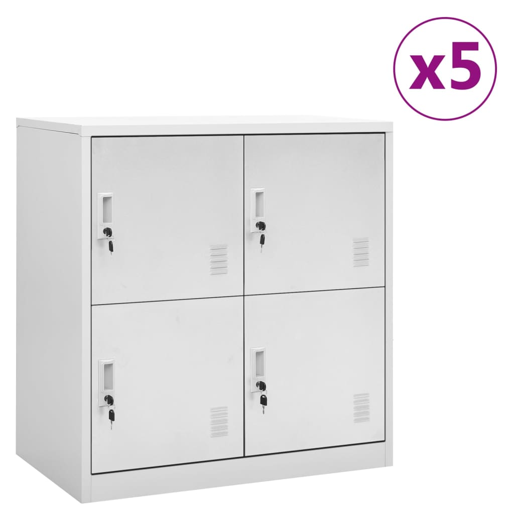 Image of vidaXL Locker Cabinets 5 pcs Light Grey 90x45x92.5 cm Steel