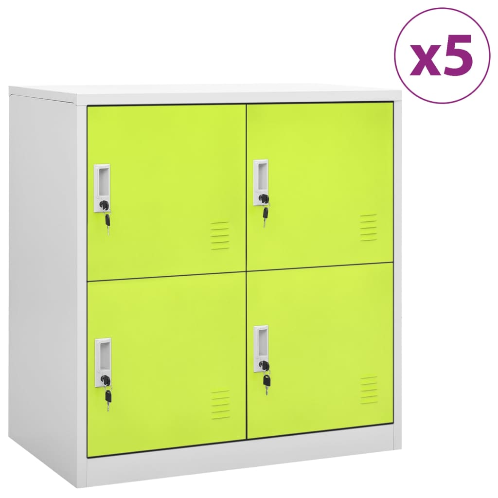 Image of vidaXL Locker Cabinets 5 pcs Light Grey and Green 90x45x92.5 cm Steel