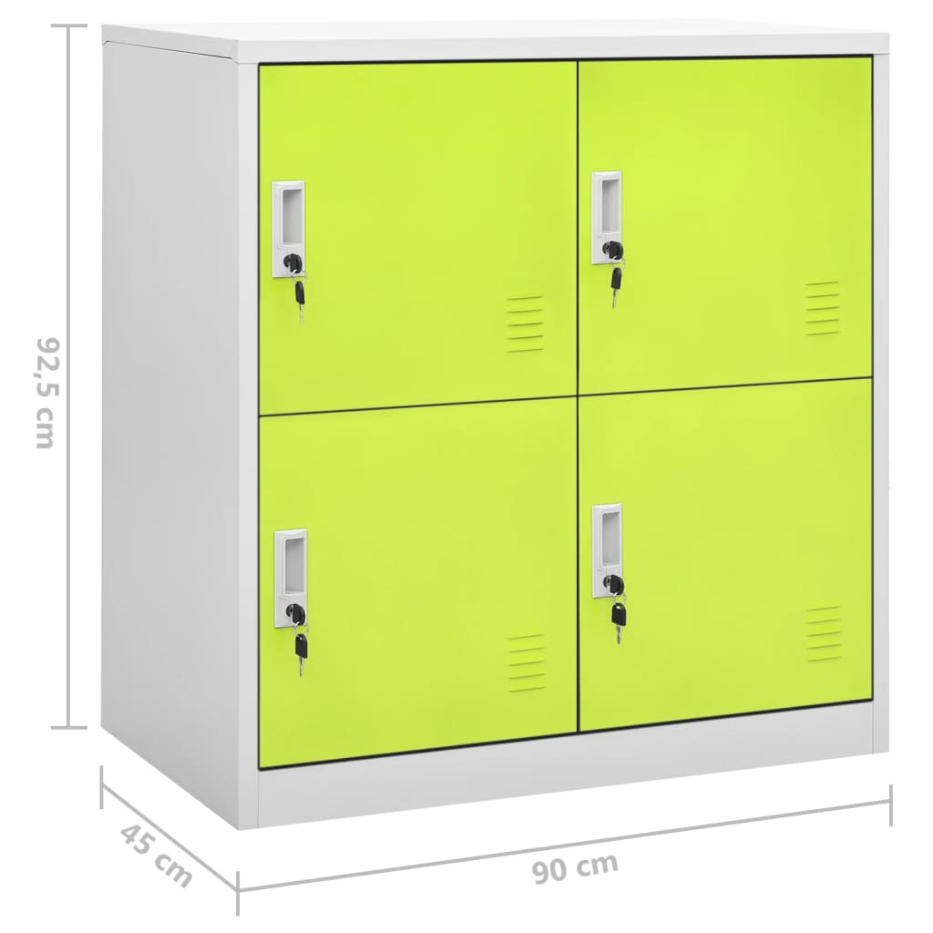 5 db világosszürke-zöld acél zárható szekrény 90 x 45 x 92,5 cm 