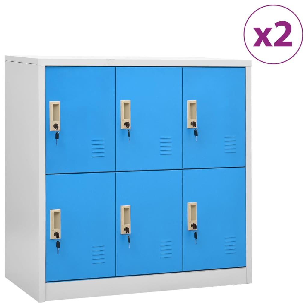 vidaXL Cacifos 2 pcs 90x45x92,5 cm aço cinzento-claro e azul